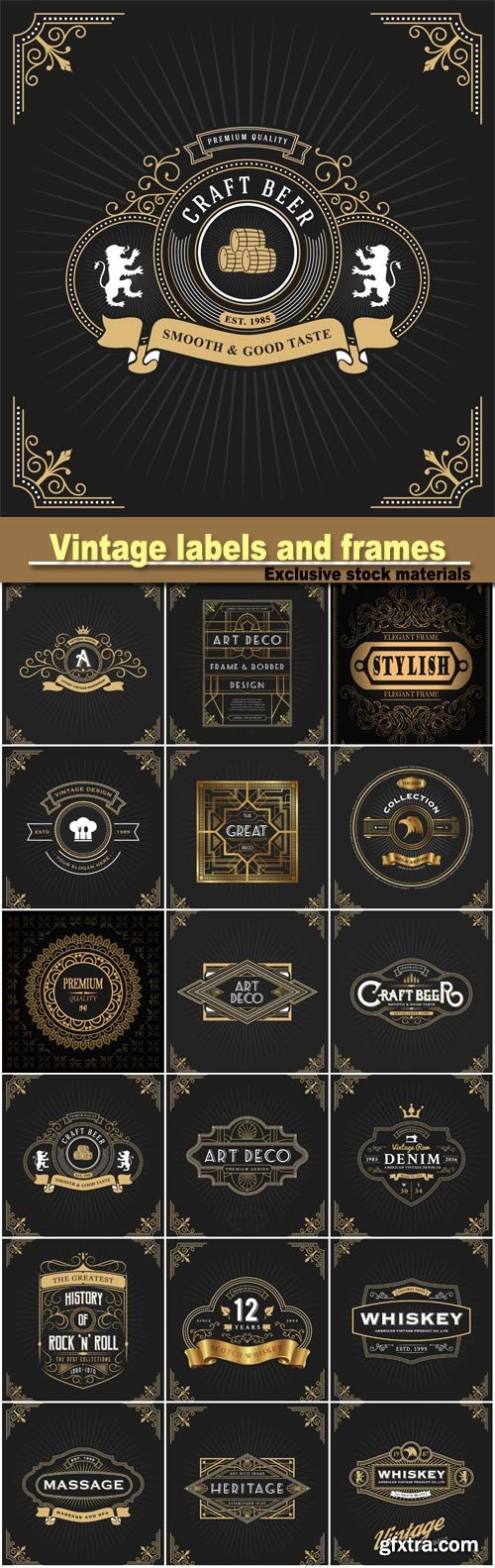 Vintage labels and frames vector