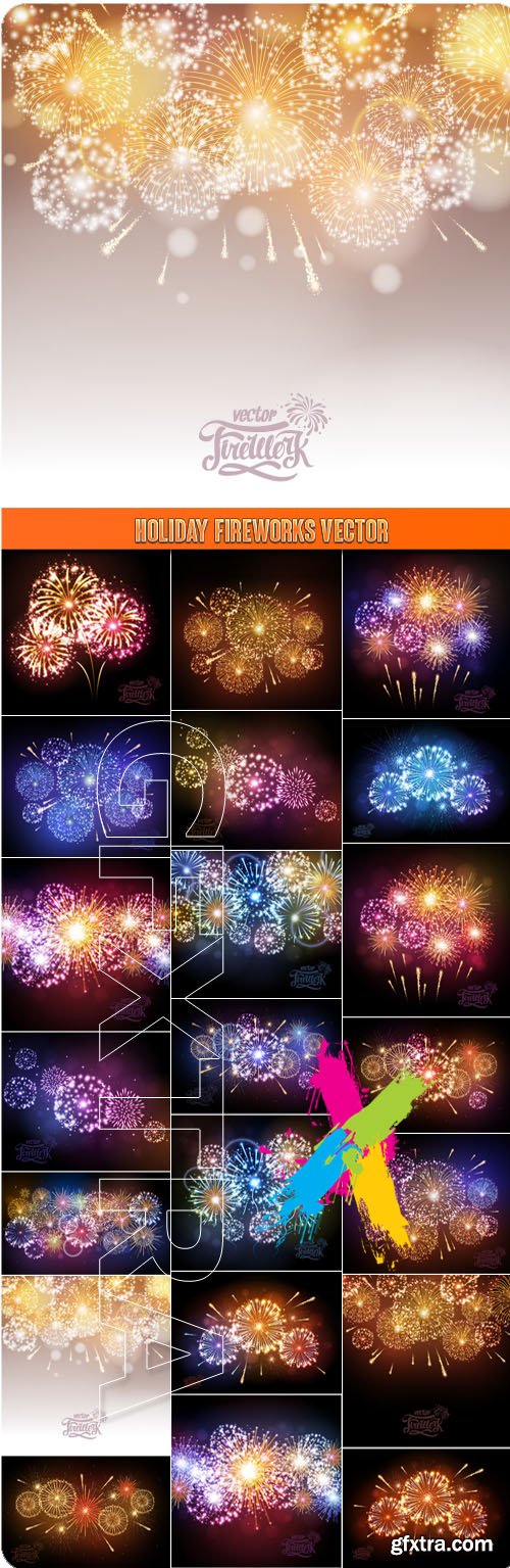 Holiday fireworks vector