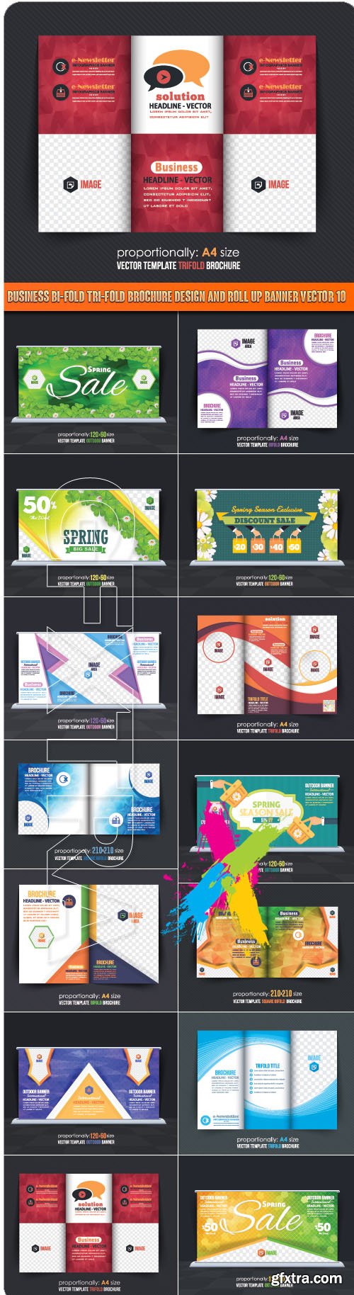 Business Bi-Fold Tri-Fold Brochure Design and Roll up banner vector 10