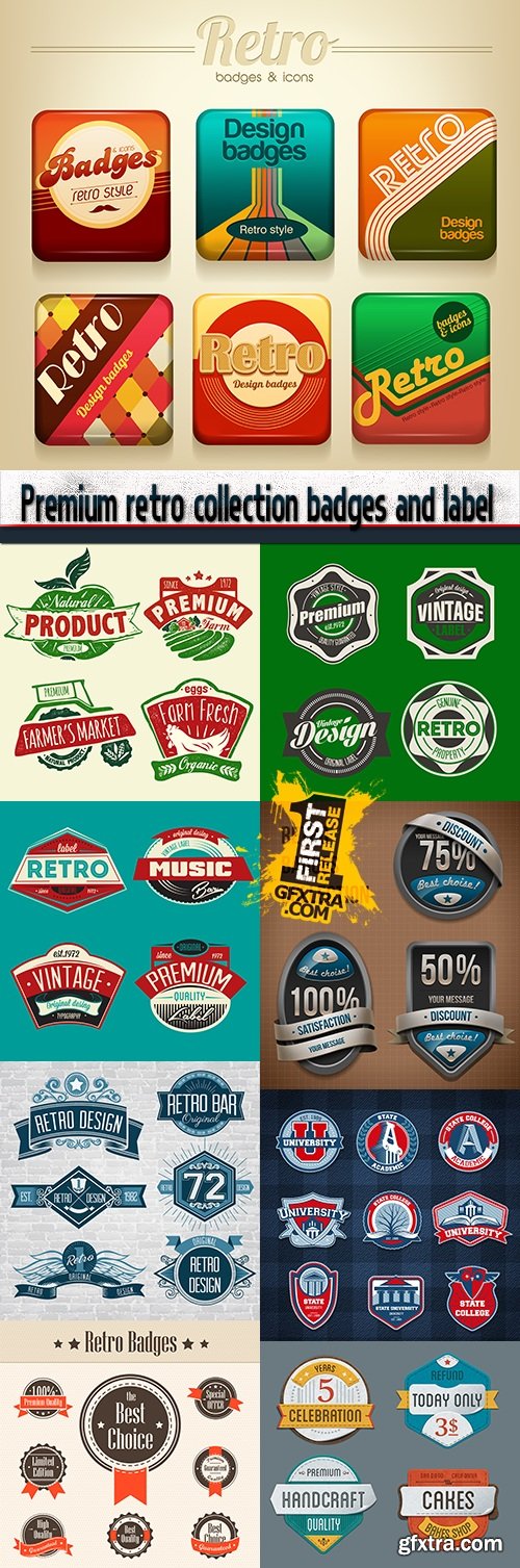 Premium retro collection badges and label