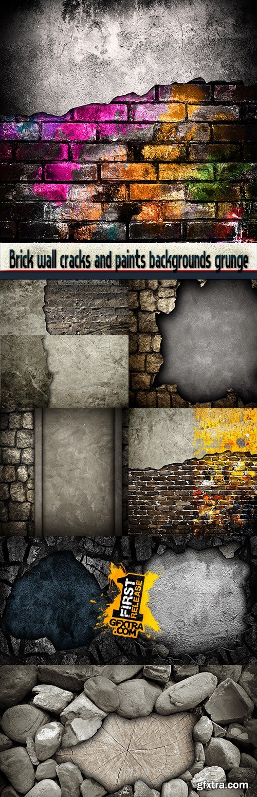 Brick wall cracks and paints backgrounds grunge