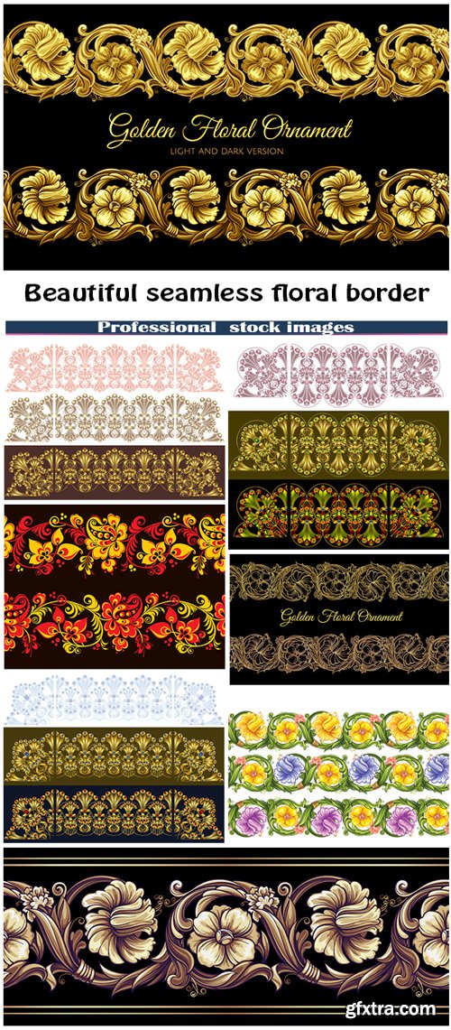 Beautiful seamless floral border