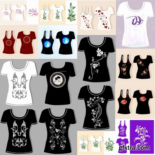 Collection of prints on thing drawing clothes T-Shirt vector image 25 EPS
