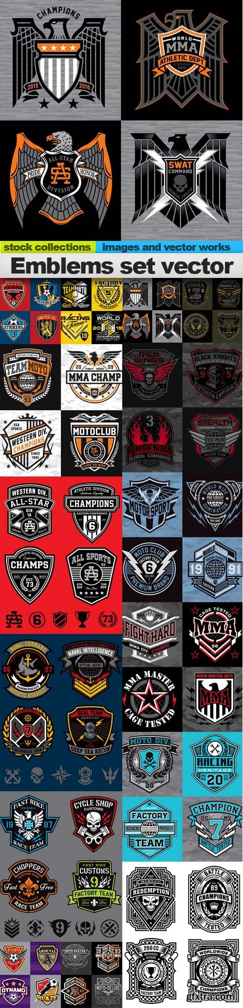 Emblems set vector, 15 x EPS