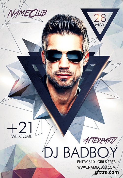 Dj BadBoy Afterparty PSD Flyer Template + Facebook Cover