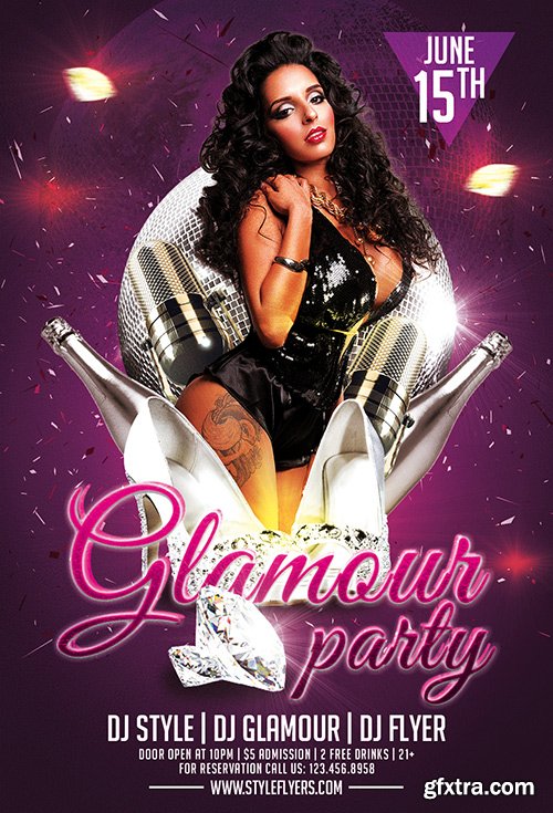 Glamour Party PSD Flyer Template + Facebook Cover