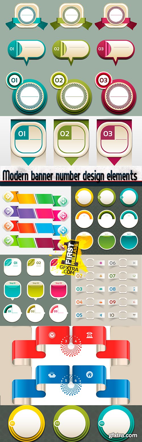 Modern banner number design elements