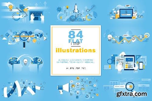 CreativeMarket Flat Line Illustrations Bundle 680355