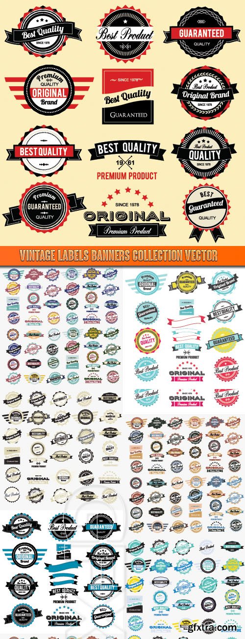 Vintage Labels Banners Collection vector