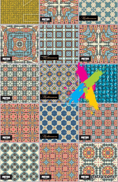 Seamless patterns collection background vector 7