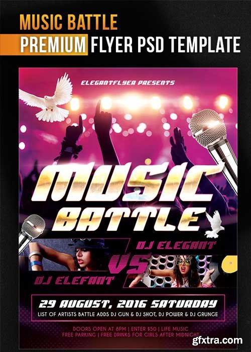 Music Battle V1 Flyer PSD Template + Facebook Cover