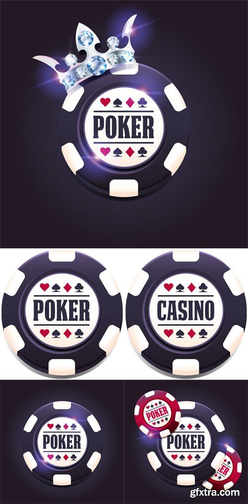 Vector Set - 5 Purple Poker Chips