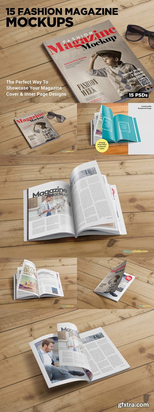 CM - 15 Fashion Magazine Mockups Vol. 6 662412