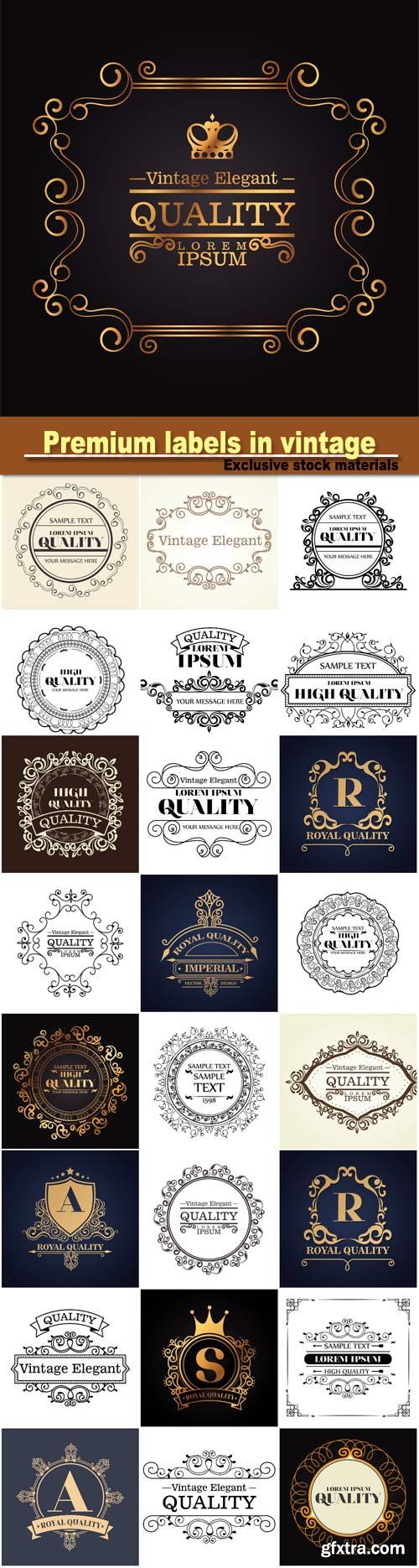 Premium labels in vintage style