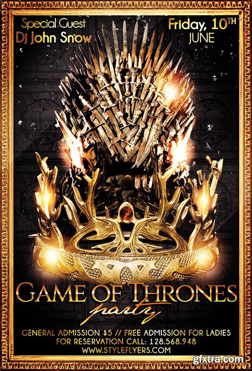 Game of Thrones Party PSD Flyer Template + Facebook Cover