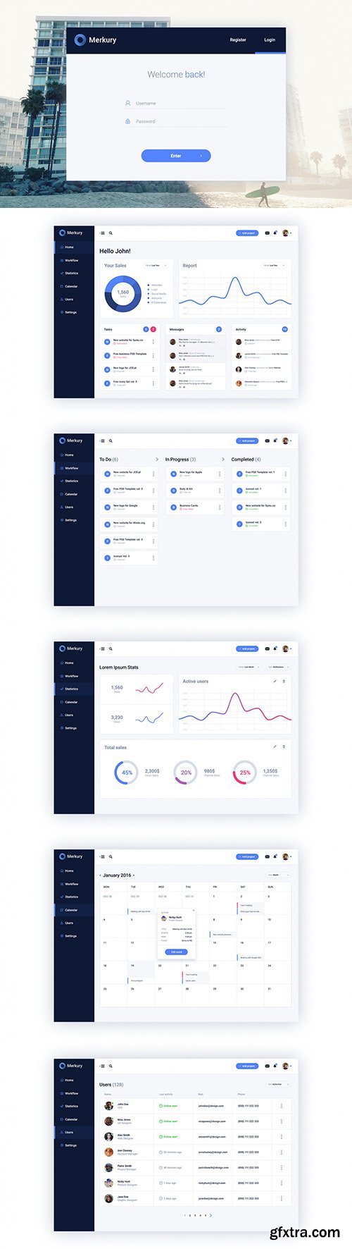 PSD Web Design - Merkury Dashboard 2016