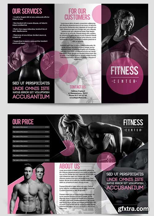 Fitness Center V5 Tri-Fold PSD Brochure Template + Facebook Cover