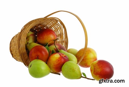 Collection of vegetables fruits scattered over from the basket 25 HQ Jpeg