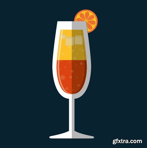 Collection of cocktail drink fresh glass cup vector image 25 EPS