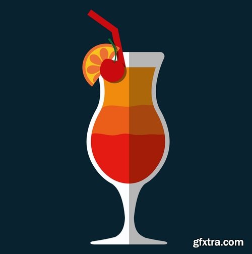 Collection of cocktail drink fresh glass cup vector image 25 EPS