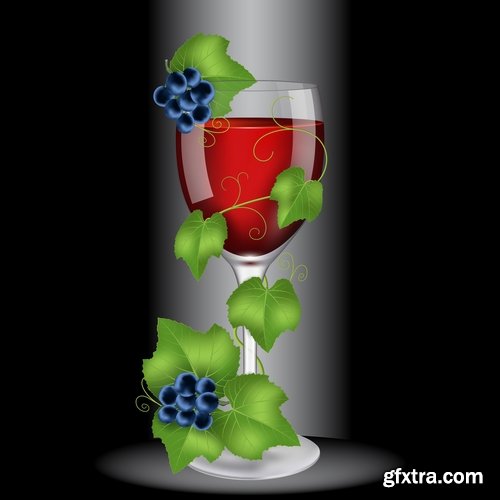 Collection of cocktail drink fresh glass cup vector image 25 EPS