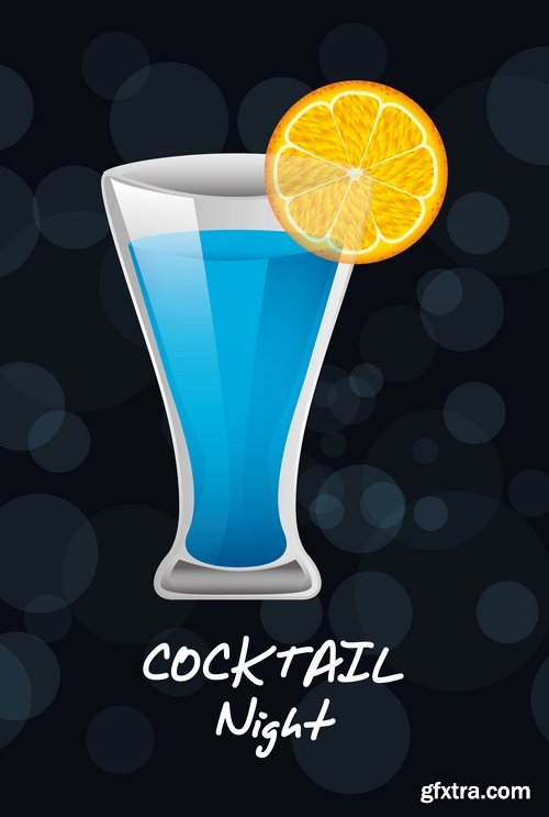 Collection of cocktail drink fresh glass cup vector image 25 EPS