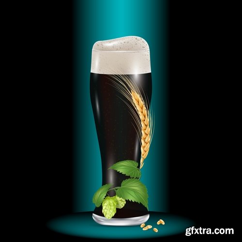 Collection of cocktail drink fresh glass cup vector image 25 EPS