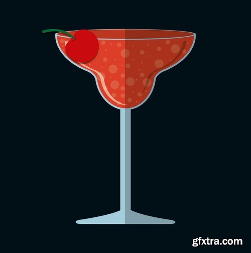 Collection of cocktail drink fresh glass cup vector image 25 EPS