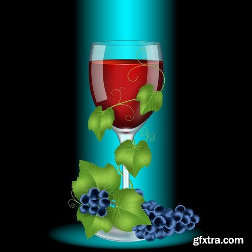 Collection of cocktail drink fresh glass cup vector image 25 EPS