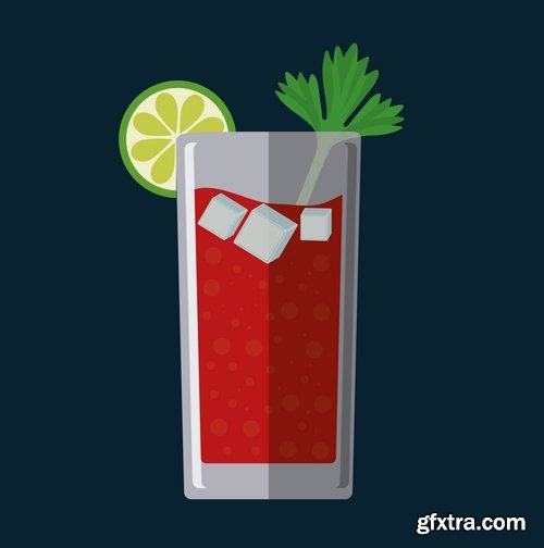 Collection of cocktail drink fresh glass cup vector image 25 EPS