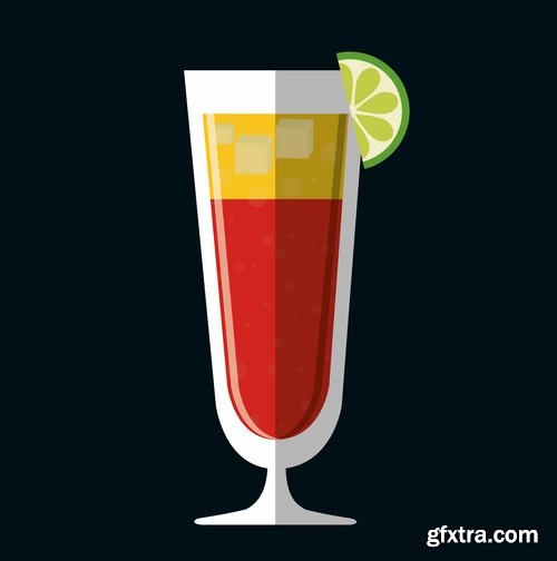 Collection of cocktail drink fresh glass cup vector image 25 EPS