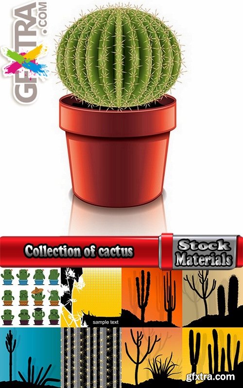 Collection of cactus plant flower icon logo thorn vector image 25 EPS