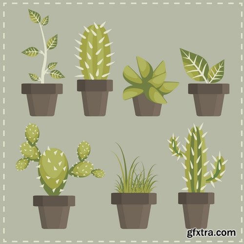 Collection of cactus plant flower icon logo thorn vector image 25 EPS