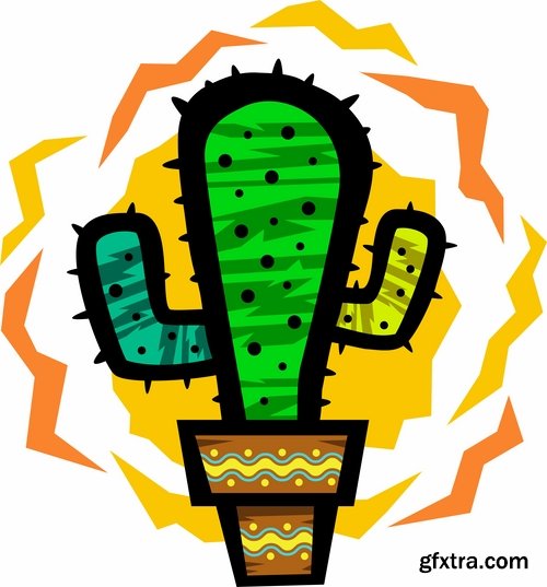 Collection of cactus plant flower icon logo thorn vector image 25 EPS