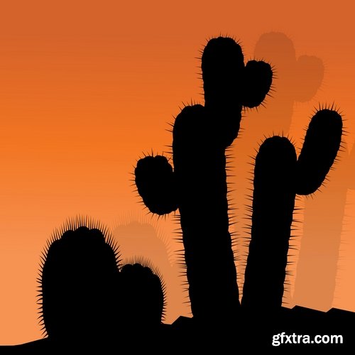 Collection of cactus plant flower icon logo thorn vector image 25 EPS