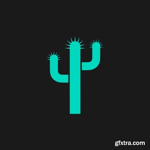 Collection of cactus plant flower icon logo thorn vector image 25 EPS