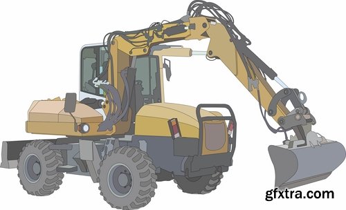 Collection of tractor excavator bulldozer construction equipment 25 EPS