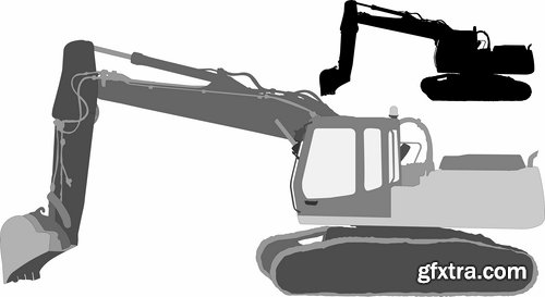 Collection of tractor excavator bulldozer construction equipment 25 EPS