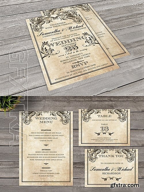 CM - Vintage Victorian Wedding Invitation 701831