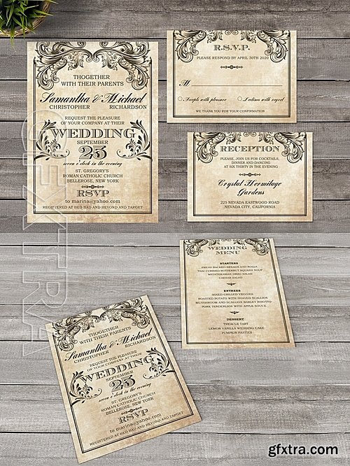 CM - Vintage Victorian Wedding Invitation 701831