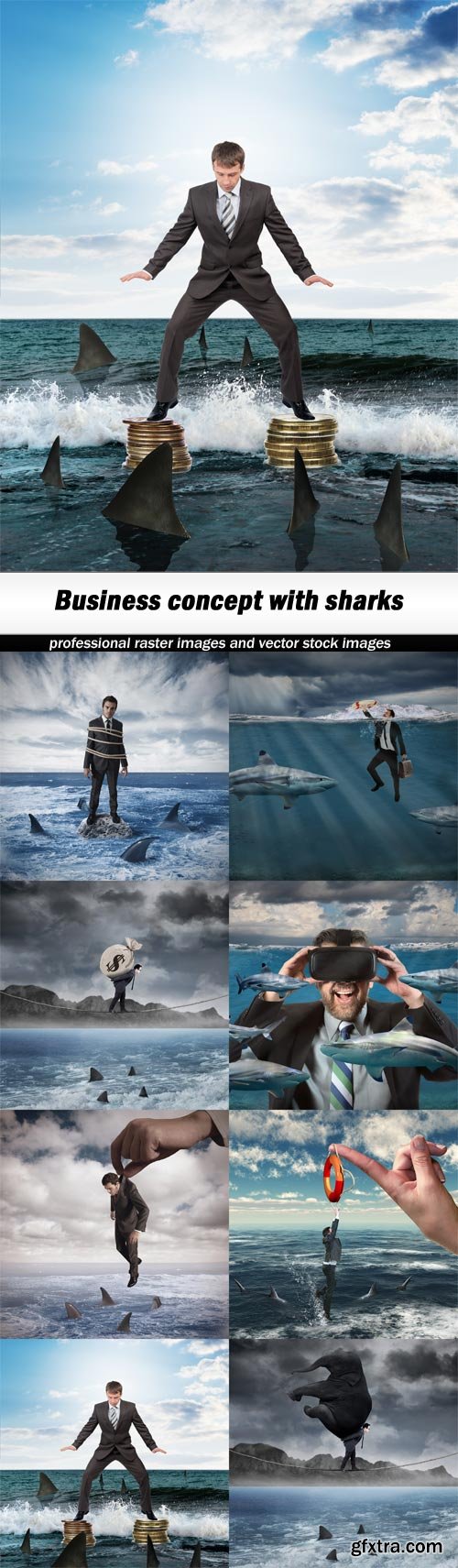 Business concept with sharks-8xJPEGs