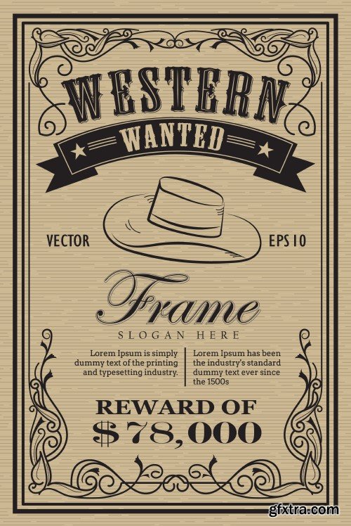 Hand drawn frame label, blackboard retro vintage wanted banner, vector illustration