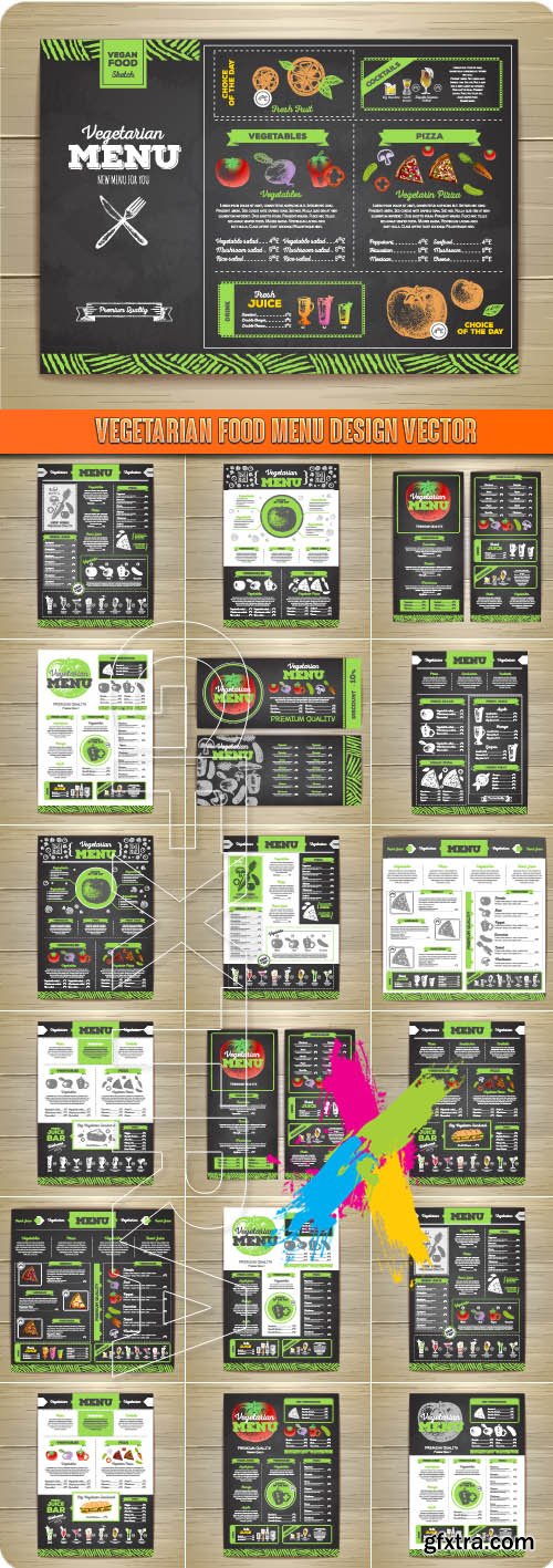 Vegetarian food menu design vector