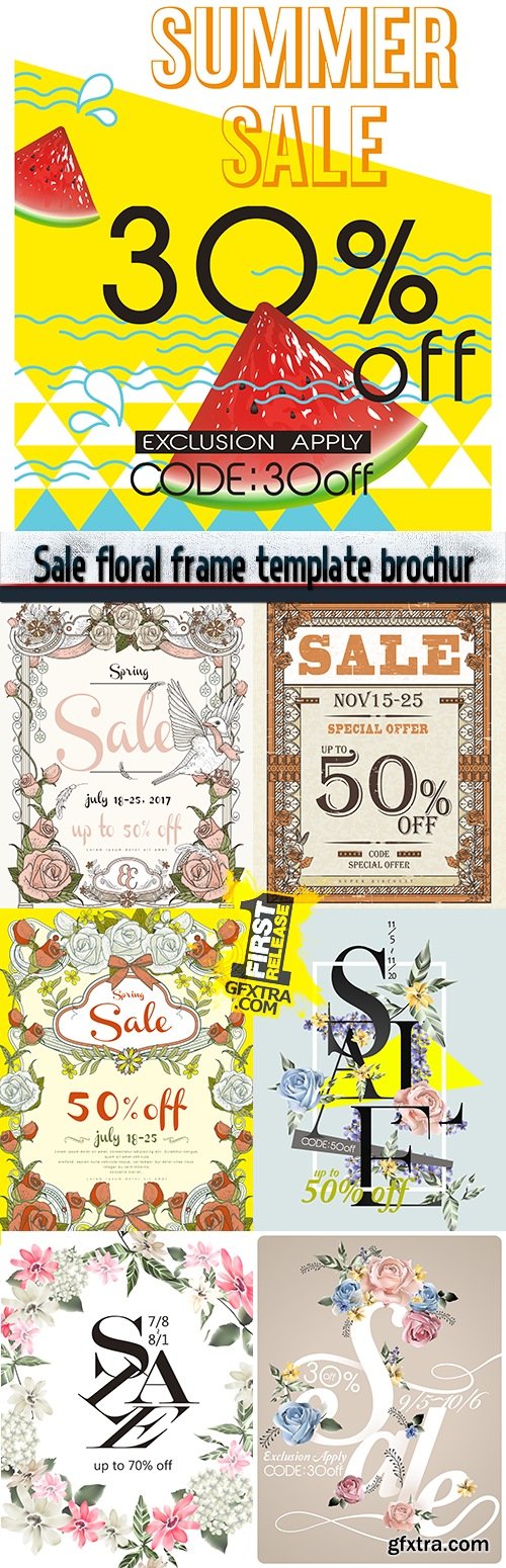 Sale floral frame template brochur