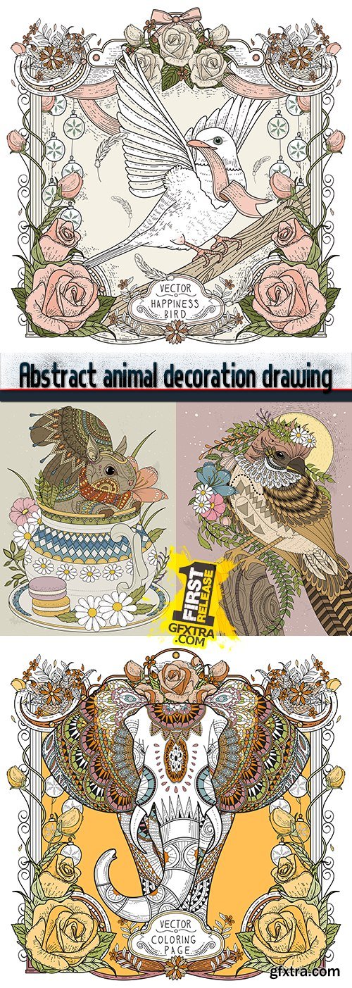 Abstract animal decoration drawing