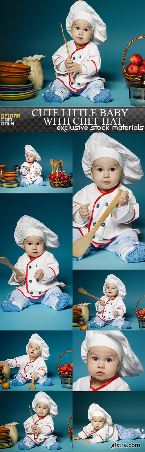 Cute little baby with chef hat, 8 x UHQ JPEG