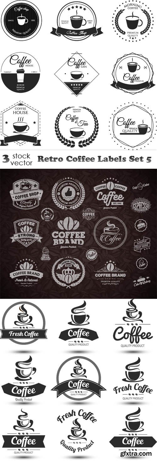 Vectors - Retro Coffee Labels Set 5