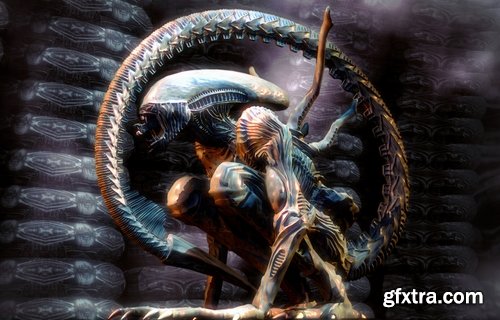 Collection alien extraterrestrial monster conceptual illustration 25 HQ Jpeg