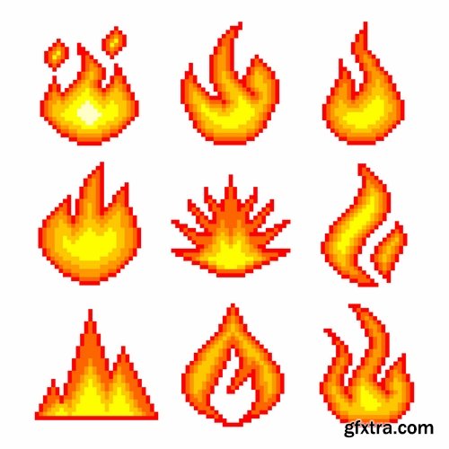 Collection pixel icon sign vector web design element picture 25 EPS