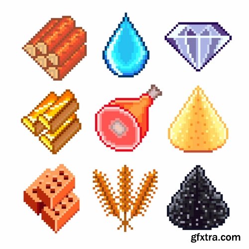 Collection pixel icon sign vector web design element picture 25 EPS